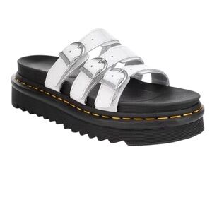 ••WOMEN'S DR. MARTENS BLAIRE SLIDE PLATFORM SANDALS Size 8 White Black